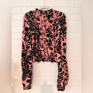Nasty Gal Women's Pink and Black Patterned Top
